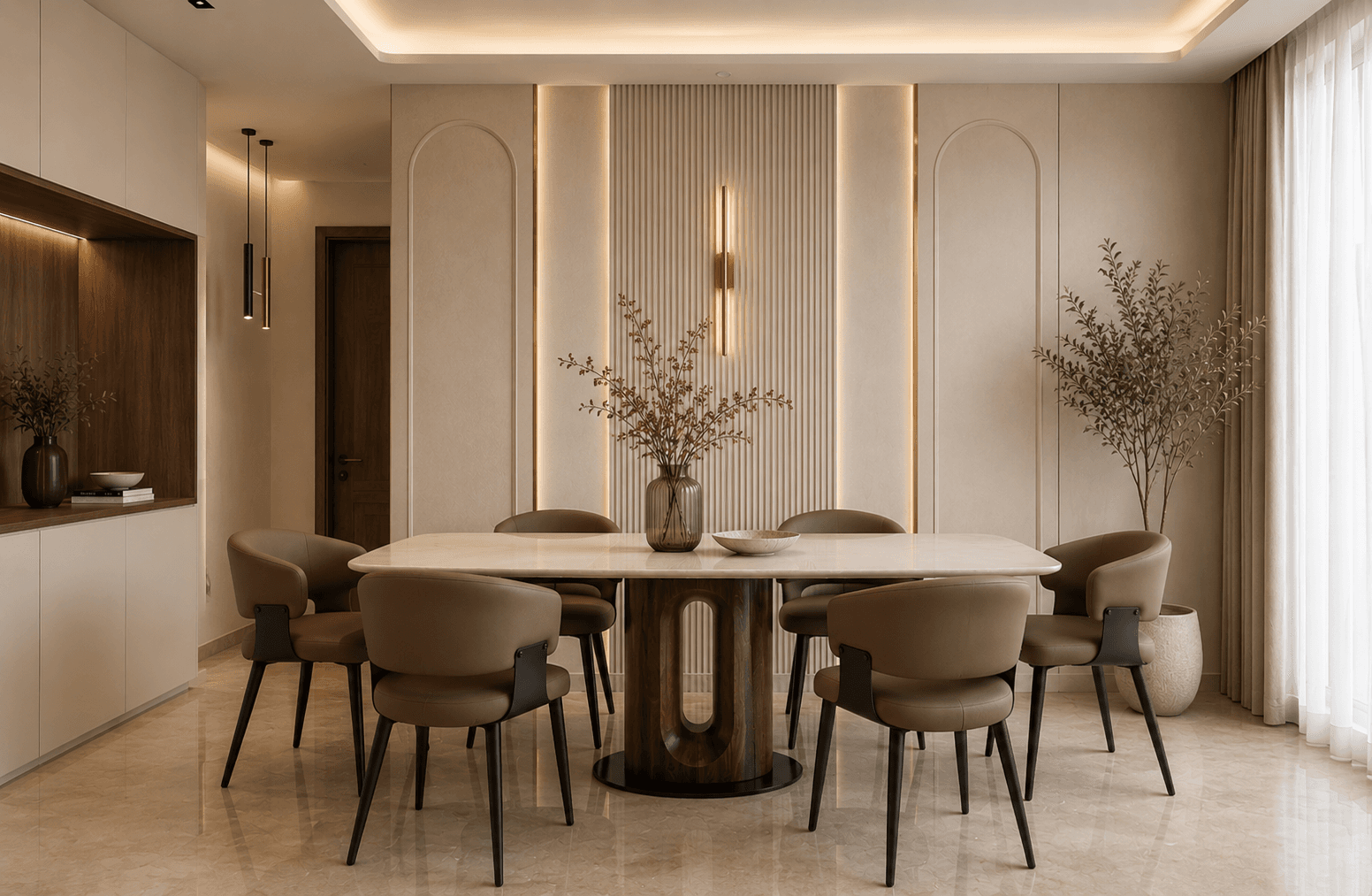 Contemporary Neutral Dining Elegance