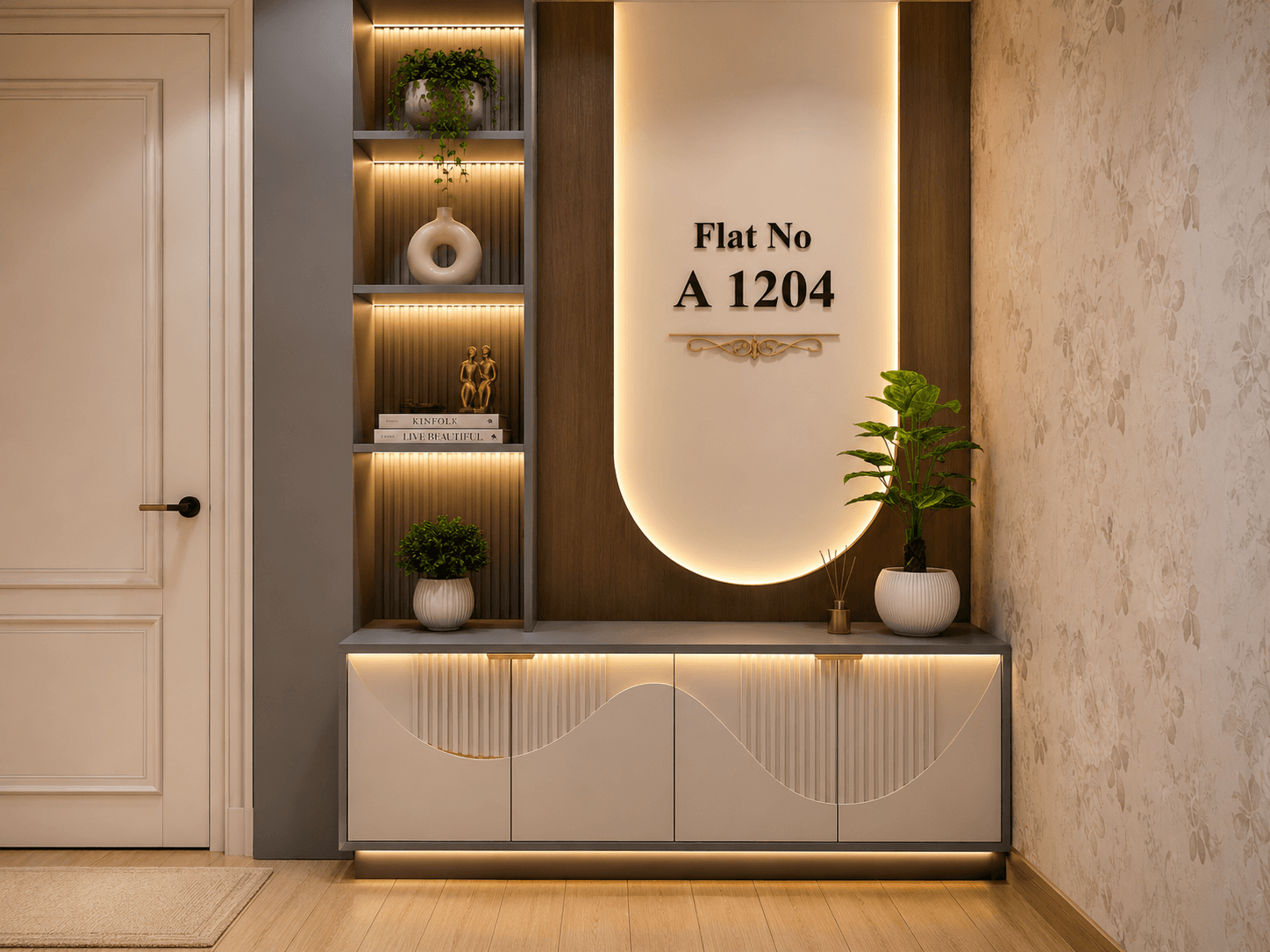 Contemporary backlit foyer charm
