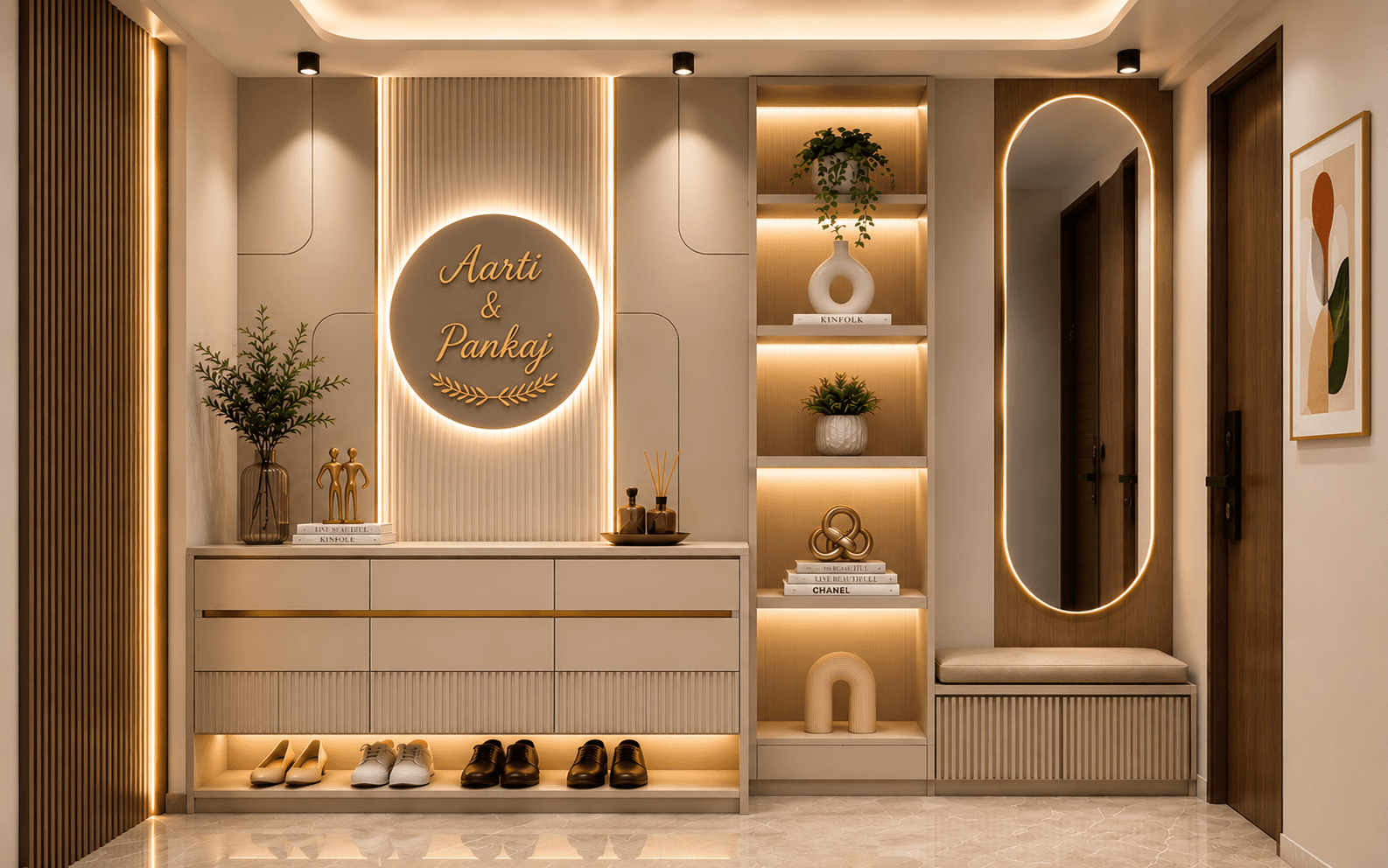 Luxurious minimalistic foyer design
