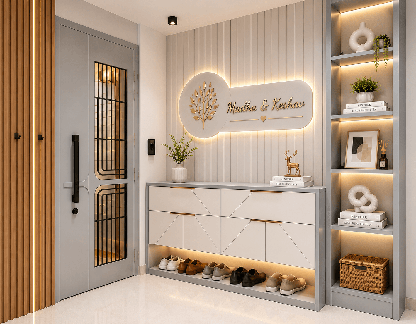 Minimalist entryway with stylish accents
