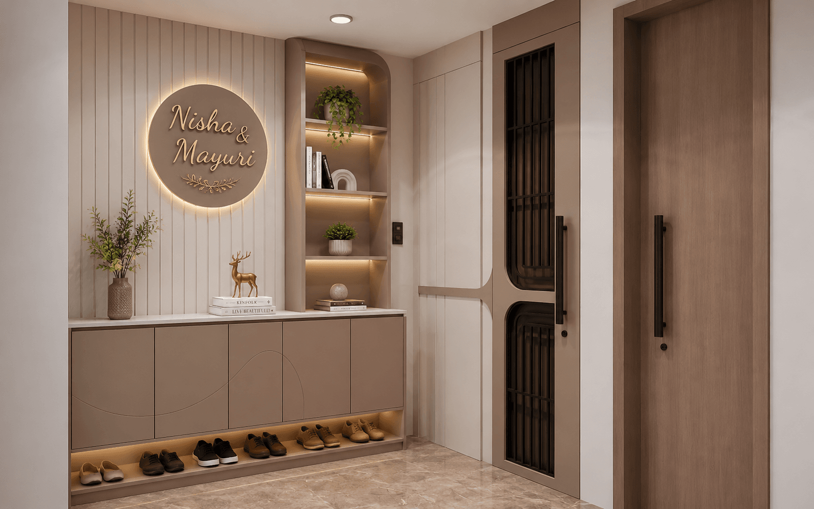 Modern Hallway with Warm Accents