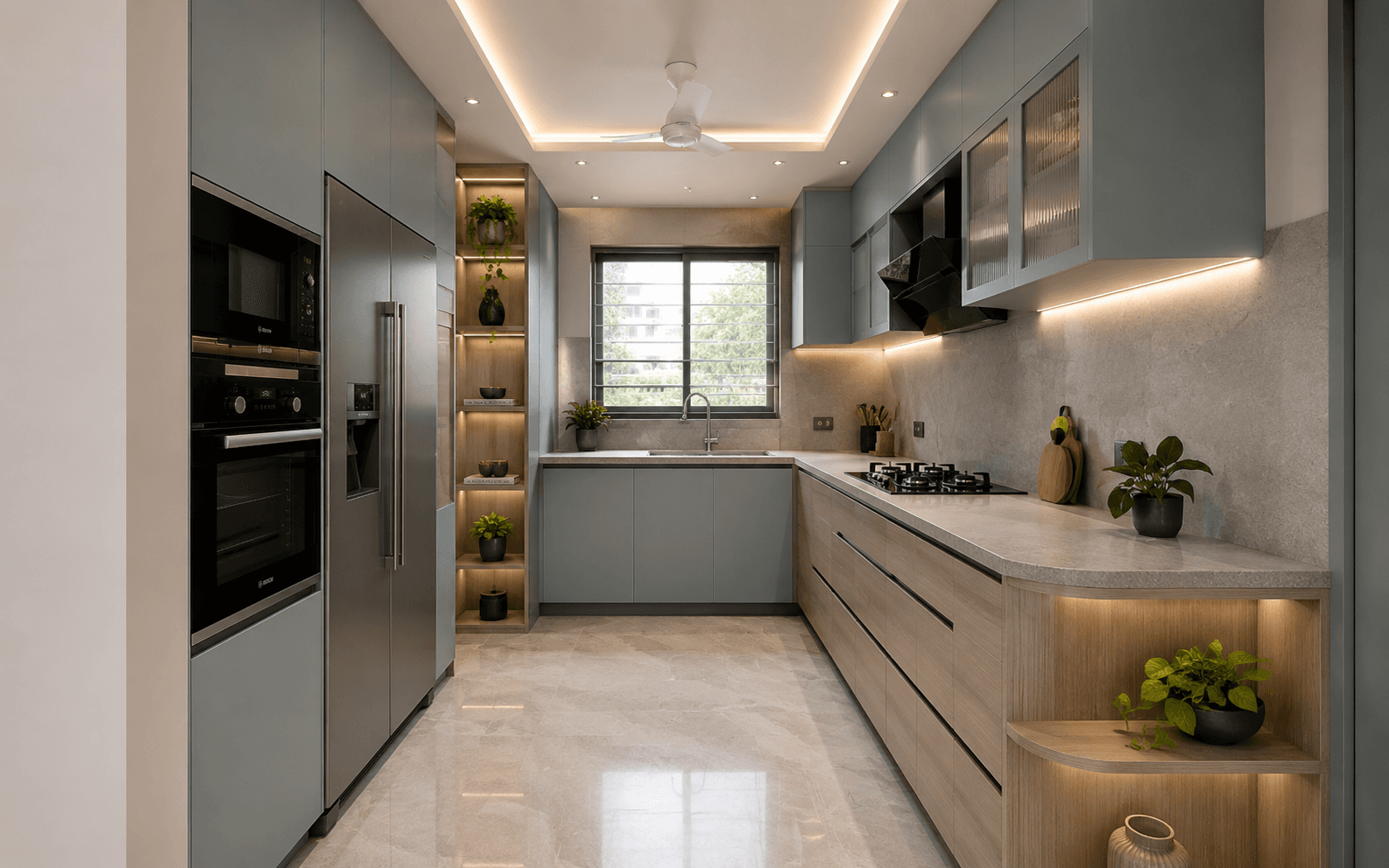 kitchen with wood accents