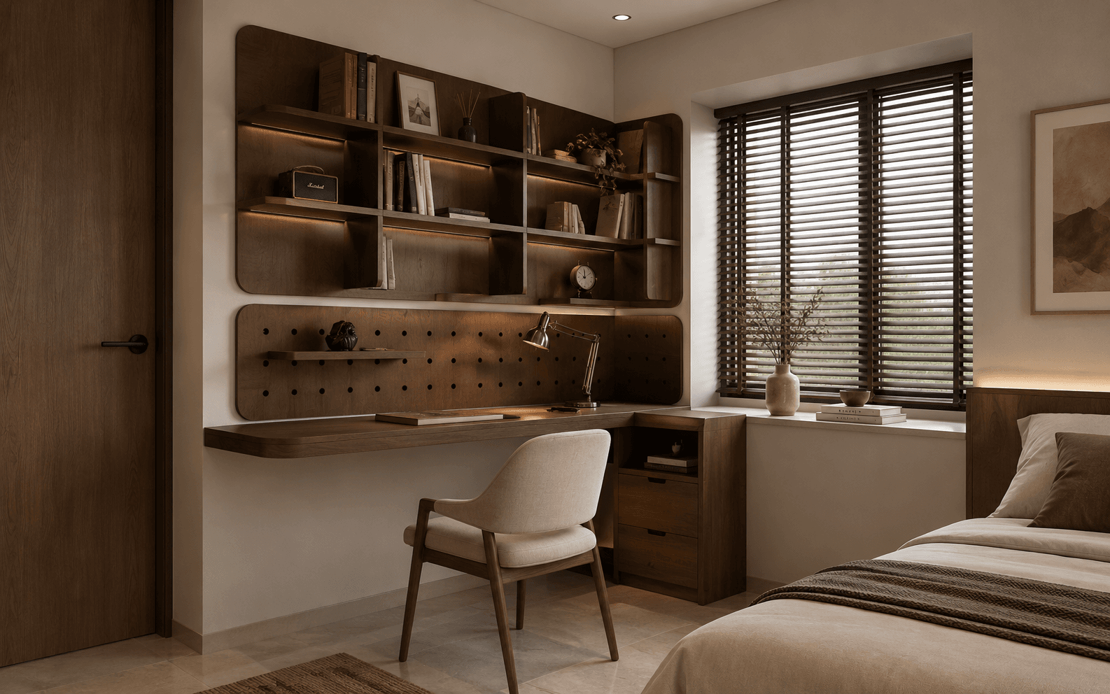 Cozy Minimalist Wooden Workspace Design
