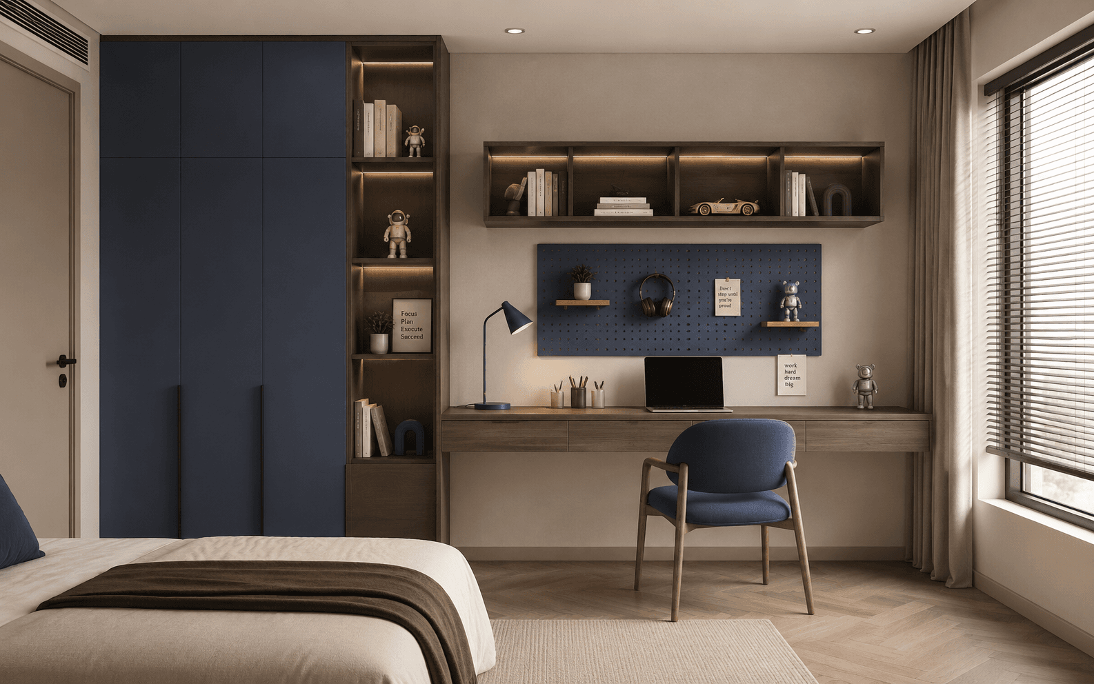 Modern workspace with cozy corner