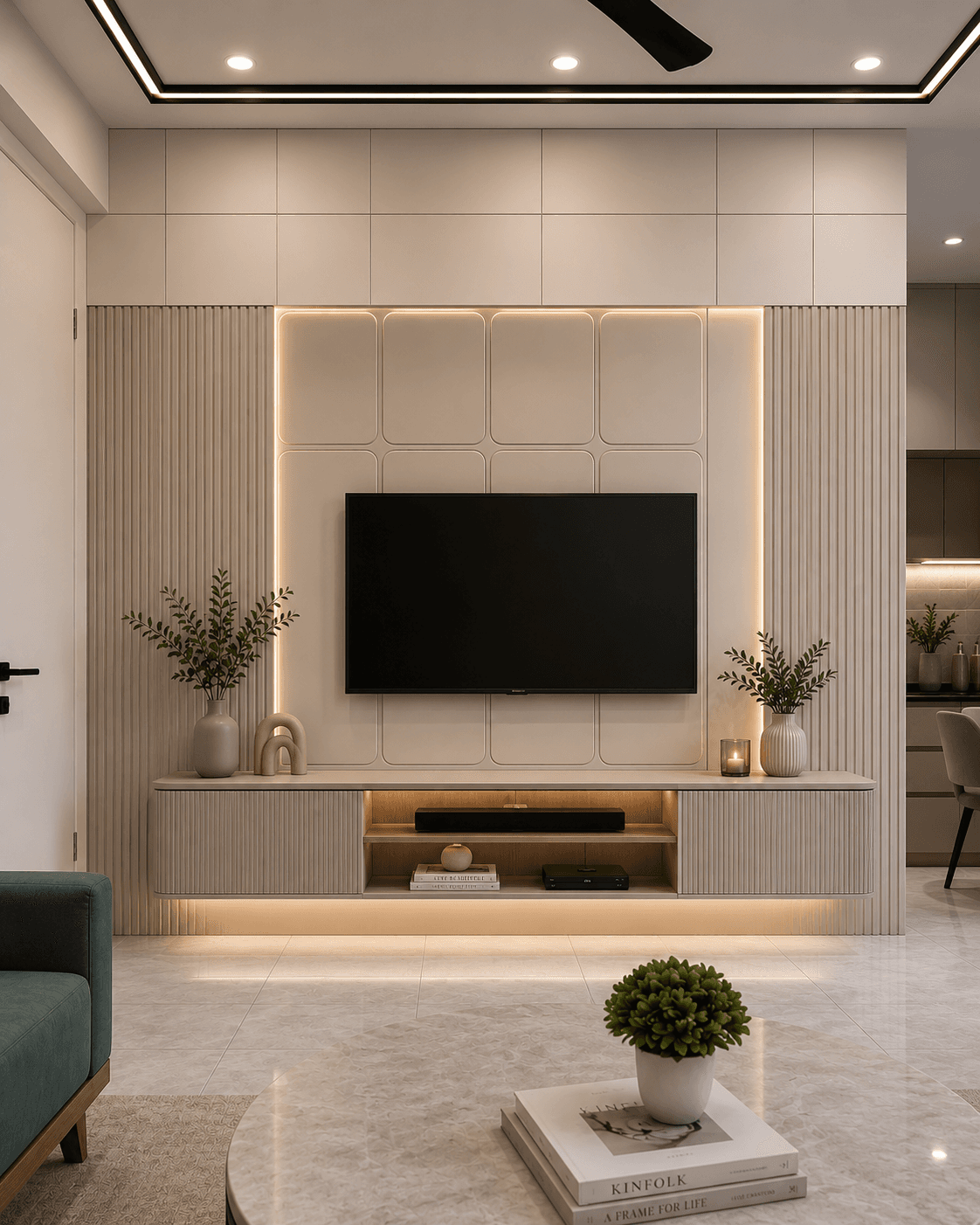 Minimal Luxe Panel TV Unit