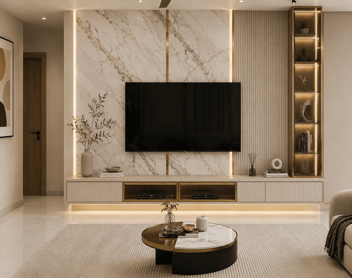 Modern Luxe Marble TV Wall