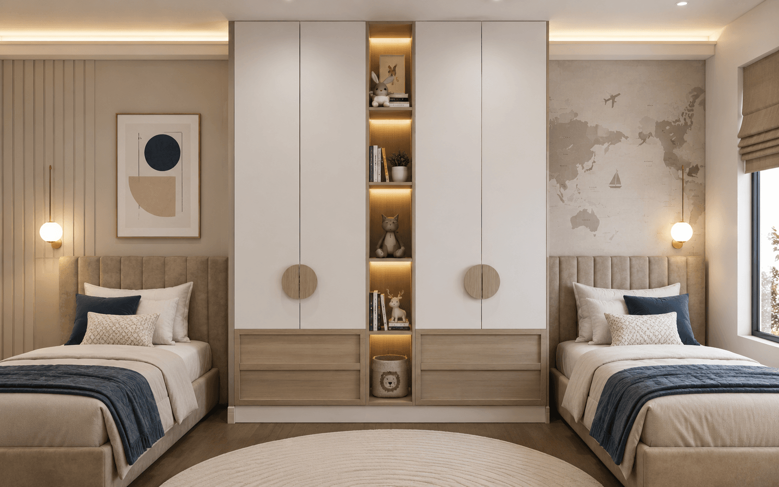 Elegant Twin Kids Wardrobe