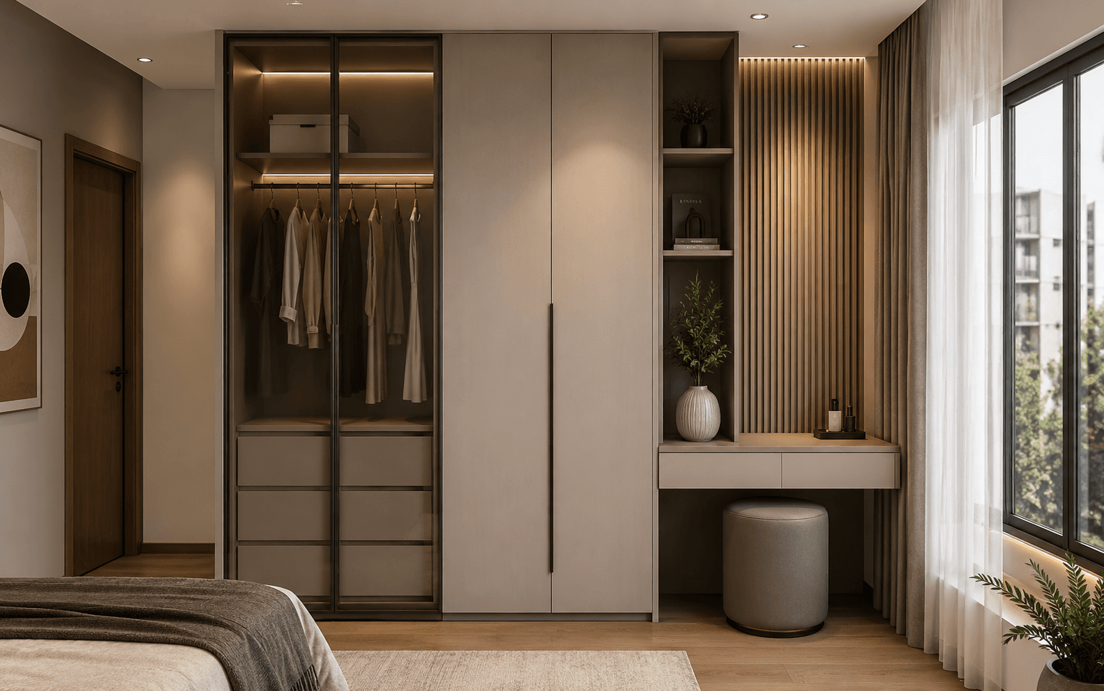Modern Glass Wardrobe Corner