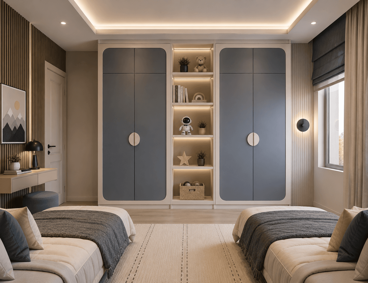 Modern Twin Kids Wardrobe